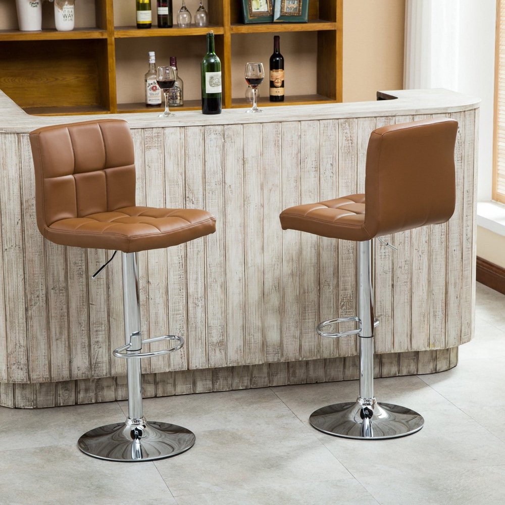 Roundhill Furniture Adjustable Height Hydraulic Swivel Bar Stools Set