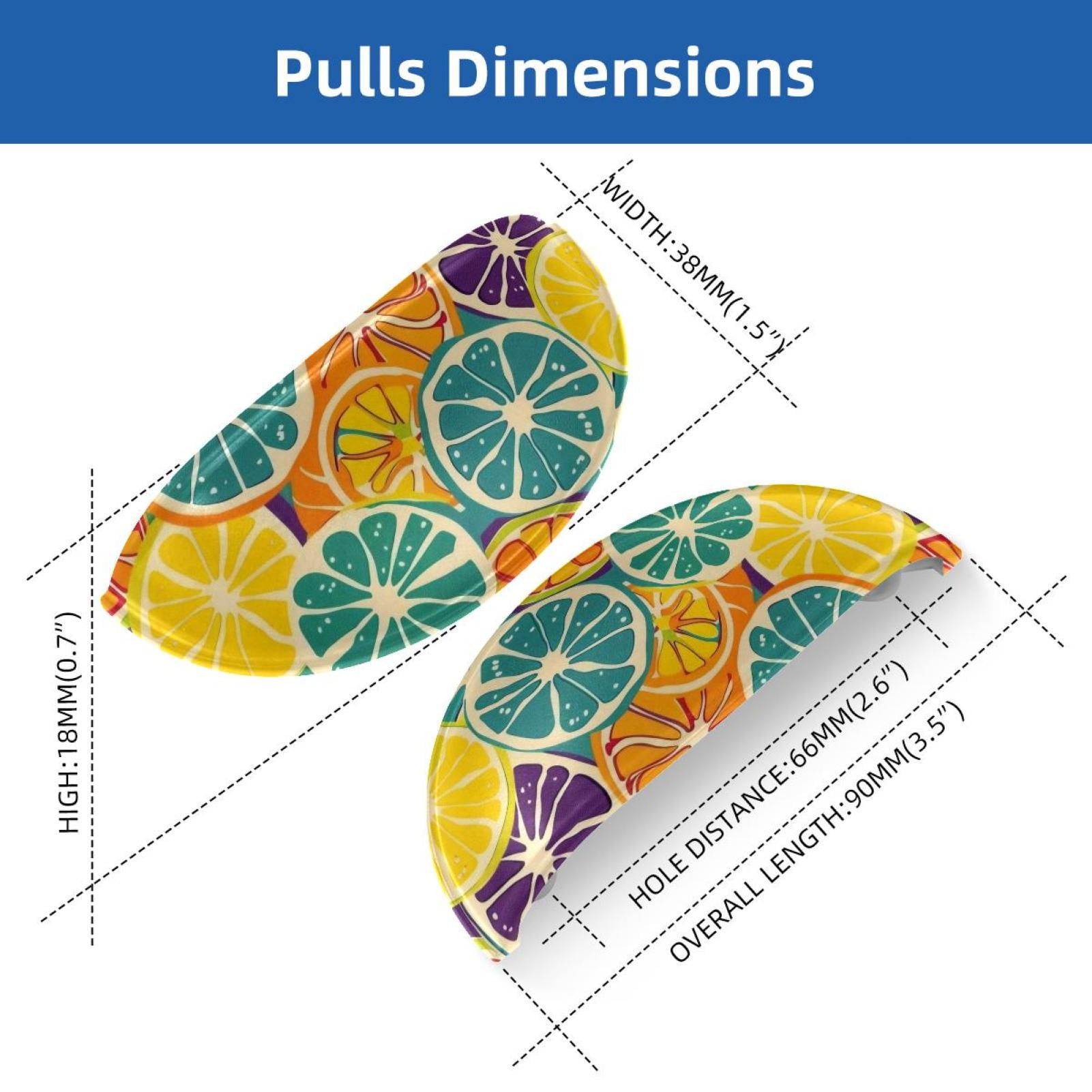 PhooArto 6 Pcs Cup Drawer Pulls, Colored Cute Lemon Pattern Shell Shape Handles Cabinet Knobs for Dresser Cupboard Closet Wardrobe with Screws