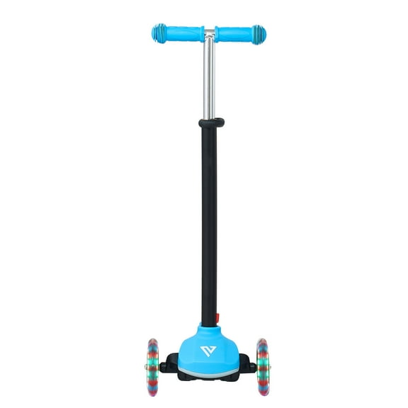 KFFKFF Kick Scooter for Kids Ages 3 , 3-Wheel Scooter with LED Wheels, Adjustable Handlebar, Sturdy Non-Slip Deck, Lightweight Aluminum Build for Boys & Girls up to 165 lbs, Blue
