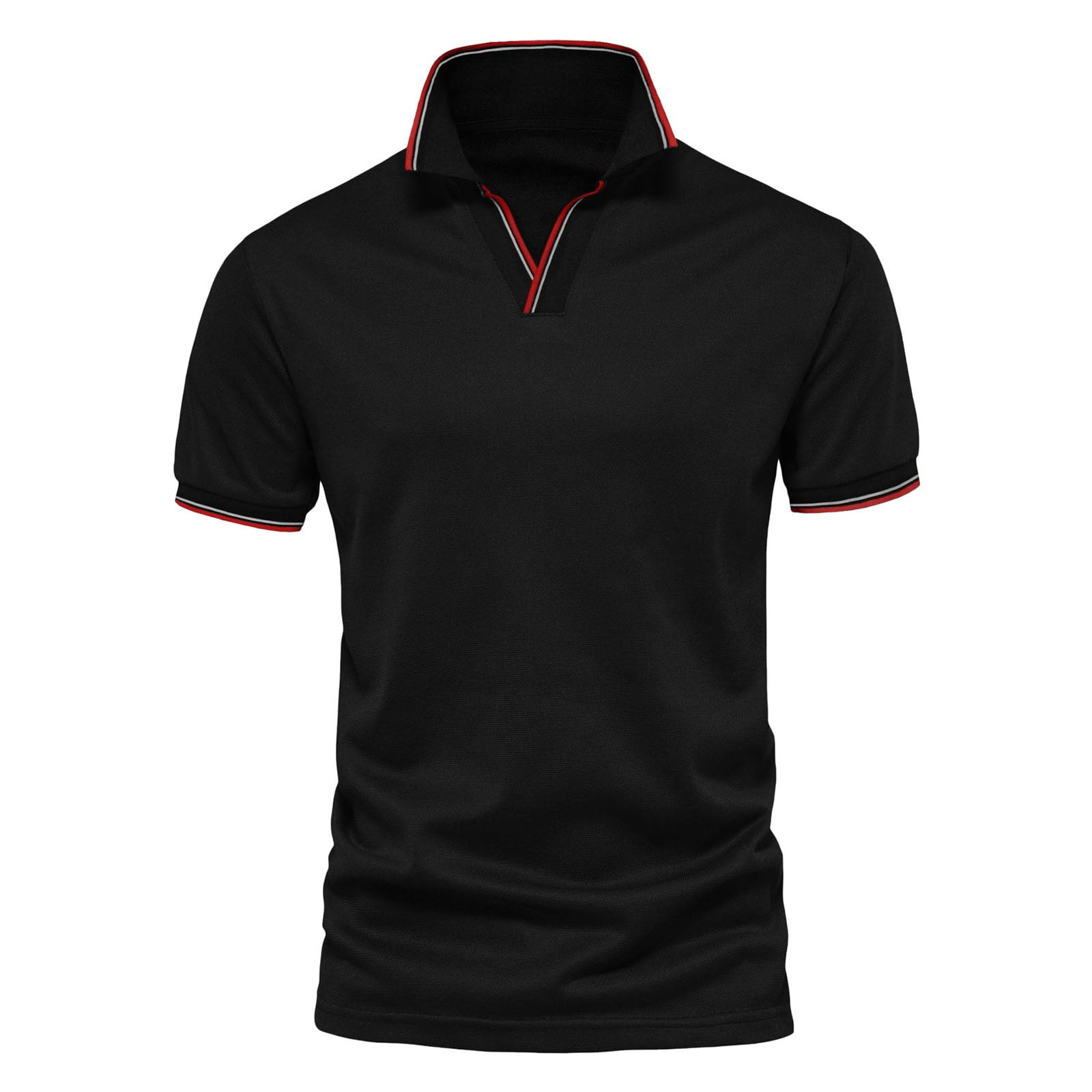 Black polo shirt red collar hot sale