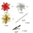 thumbnail image 5 of Christmas Tree Ornaments Decorations Flower Picks Artificial Poinsettia with Stems Clips Gold Silver Red 15 Pcs, 5 of 7