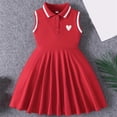 thumbnail image 5 of DJDLJWCJ Girls School Uniform Dress 1-8 Solid Color Button polo Dress Stretch Soft Summer Casual Sleeveless Dress Red Size 12M, 5 of 9