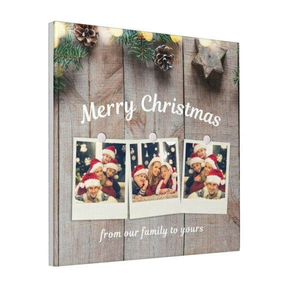 Custom Canvas Prints White And Brown Flat Lay Christmas Family Personalized Photo Image Collage DIY Framed Kit Wall Art Picture Room Decor 18x18 inch