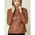 thumbnail image 4 of Made by Johnny Women's Removable Hoodie Motorcyle Jacket M CAMEL, 4 of 6