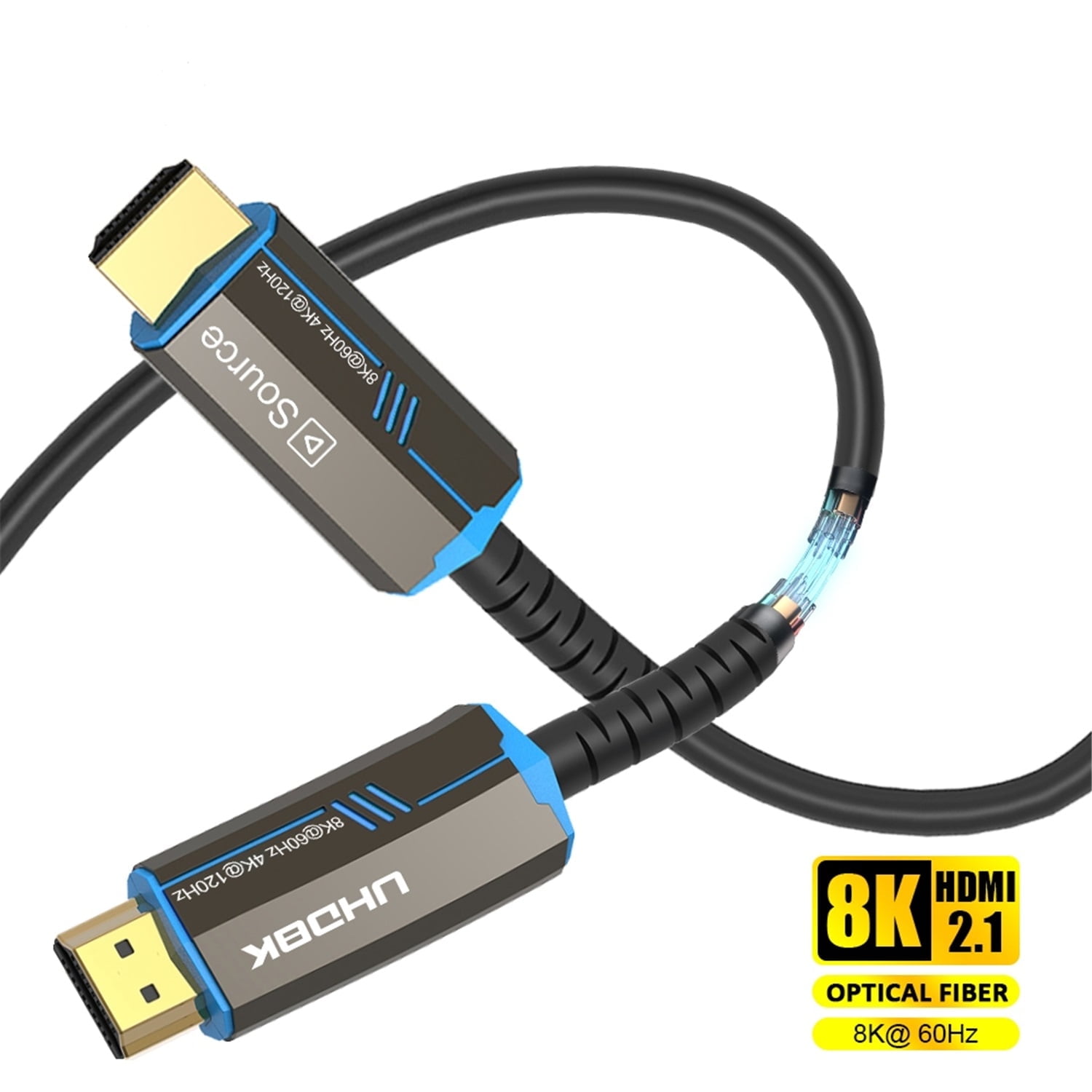 8K 60Hz HDMI 2.1 Fiber Optical Cable 4K 120Hz 2.0 Ultra High Speed 48Gbps HDR eARC 3D HDCP HDMI Cord Compatible With TV,PC,Monitor,Projector RTX 3080/3090, Xbox Series X, PS5 etc