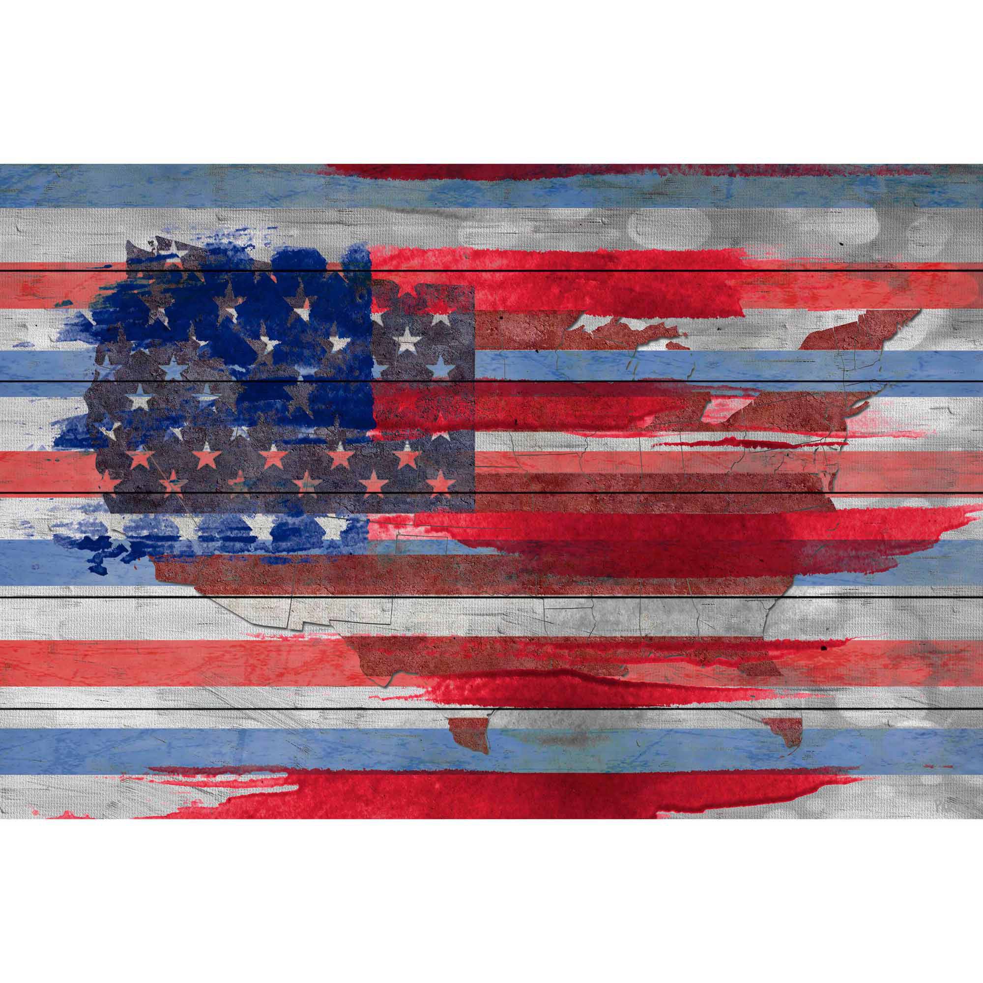 Parvez Taj "United States" Print on White Wood