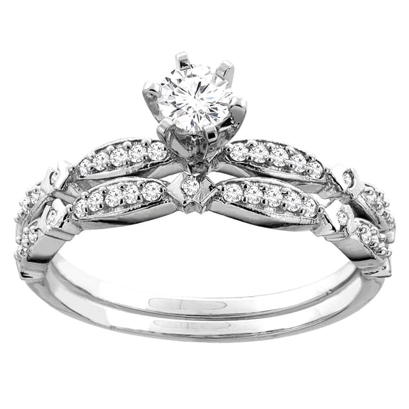 10K White Gold 0.62 cttw. Round Diamond 2-piece Bridal Ring Set, size 10
