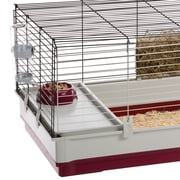 Ferplast Krolik XL Rabbit Cage 140 (Includes Wire Hutch) | 55.9L x 23.62W x 19.7H inches | Burgundy & Cream