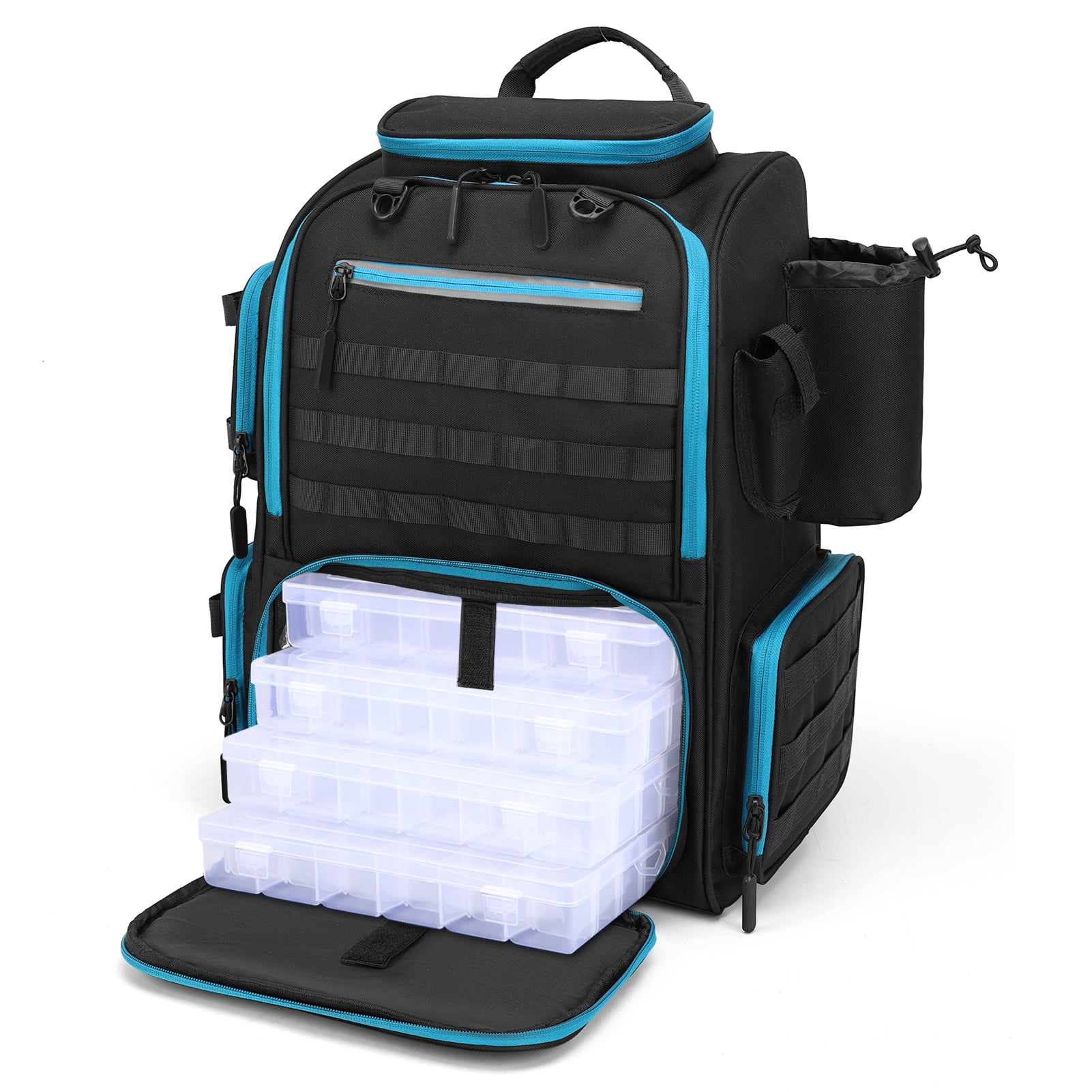 Tackle Lixada Fishing Backpack Waterproof Fishing Tackle Storage Bag With 4 Trays And Rain Cover