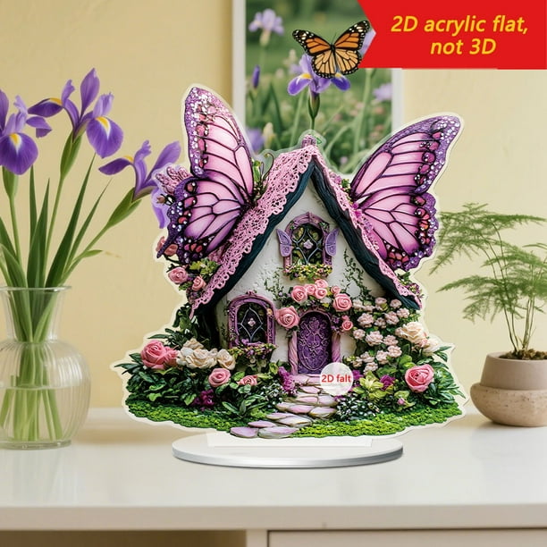 Adorno de Escritorio Acrílico 2D con Mariposas Mágicas para El Hogar | Regalo Ligero y Duradero Inspirado En La Naturaleza para Festivales | Decoración para El Hogar y La Oficina | Adorno de Mesa Úni