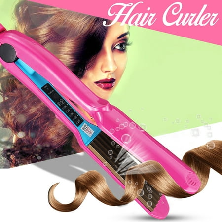 Grtxinshu Professional Hair Crimper Curler Wand Anion Ceramic Titanium Curling Iron Dry&Wet Use with 5-Speed Temperature