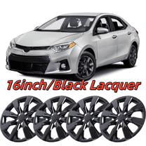 Wheel Rims Covers 16 inch 4 Pieces ,for 2014-2016 TOYOTA COROLLA Compatible with Steel Wheels and Snap on Installation Hubcaps ABS PC Material (Black Lacquer)