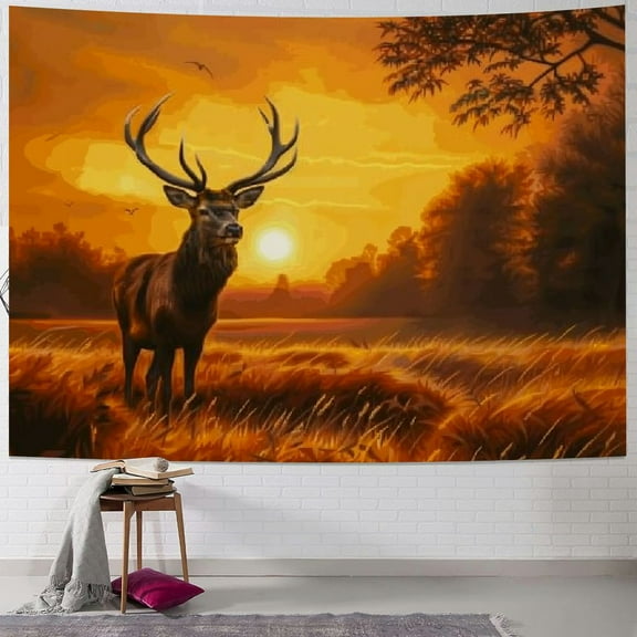 BCIIG Fall Deer Sunset Tapestry Wall Hanging Art Deco Tapestries for Bedroom Living Room Dorm