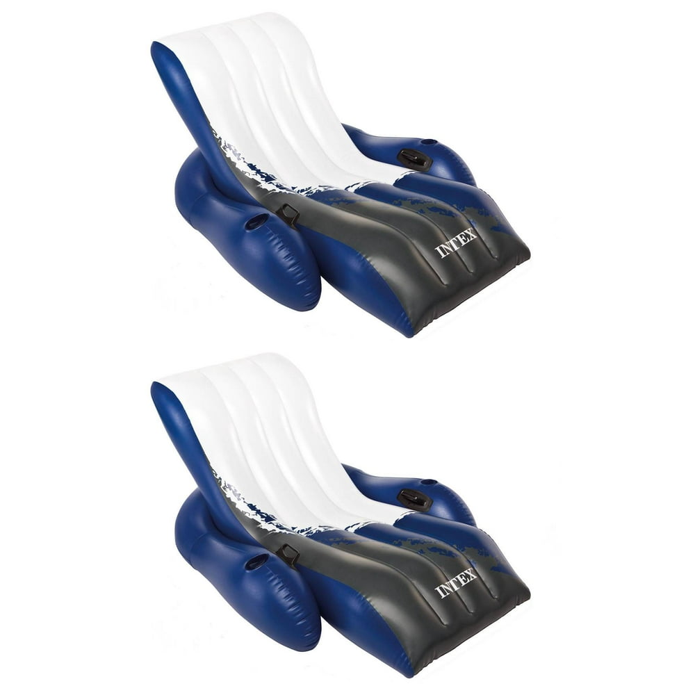 Intex Inflatable Floating Comfortable Recliner Lounges (2 Pack) (Open ...