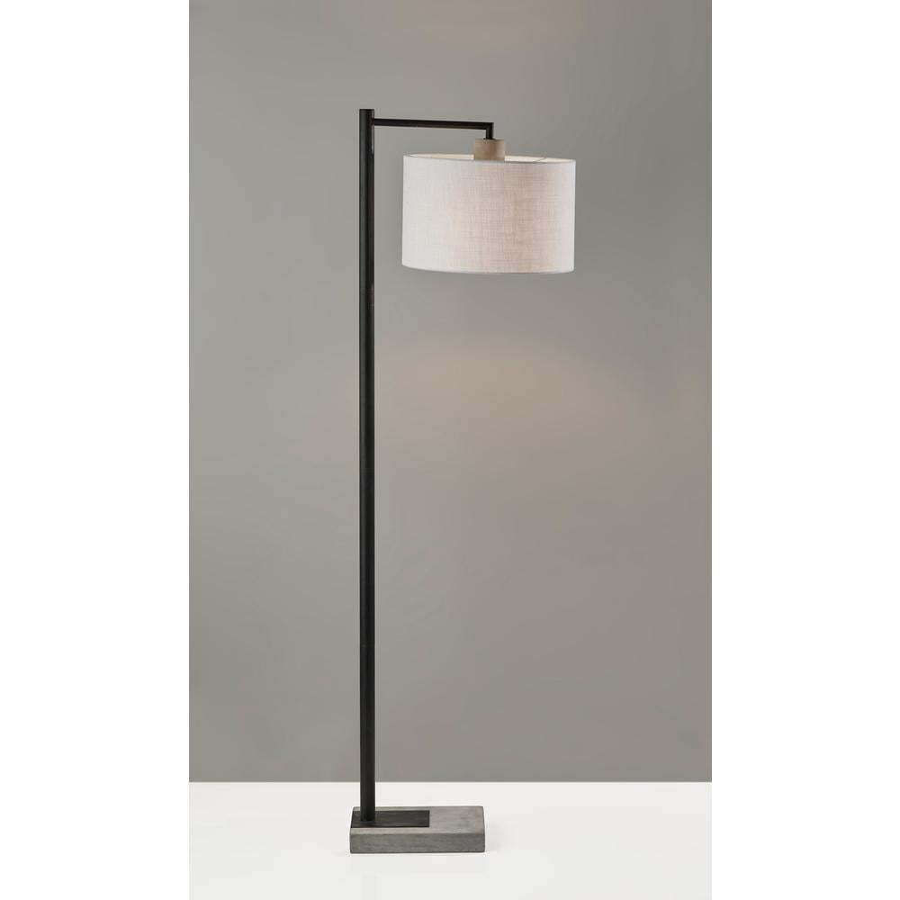 Adesso Devin Floor Lamp, Black with Grey Cement Accents