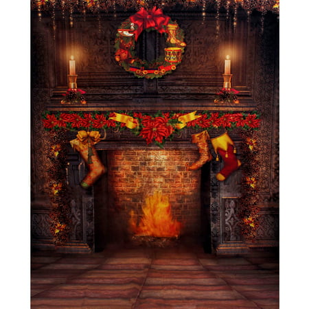 5x7FT Fireplace  Christmas Photography Backdrop Photo Studio Props (Best Place To Sell Photography Equipment)