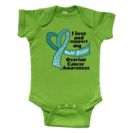 

Inktastic Ovarian Cancer Awareness I Love and Support My Half Sister Gift Baby Boy or Baby Girl Bodysuit