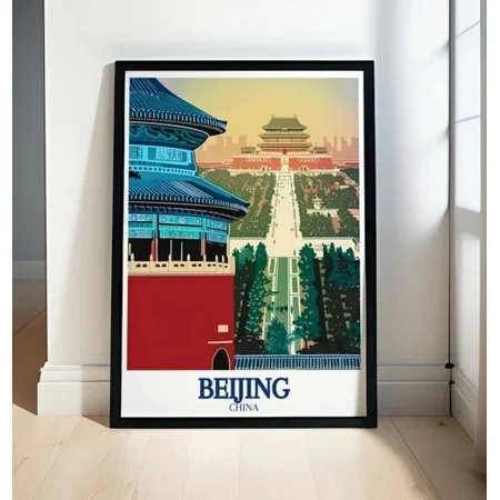 Kna Prints - Beijing Travel Posters Collection - Temple Of Heaven And Forbidden City Wall For Home Decor, Living Room, Bedroom, Office, UNFRAMED-12x18