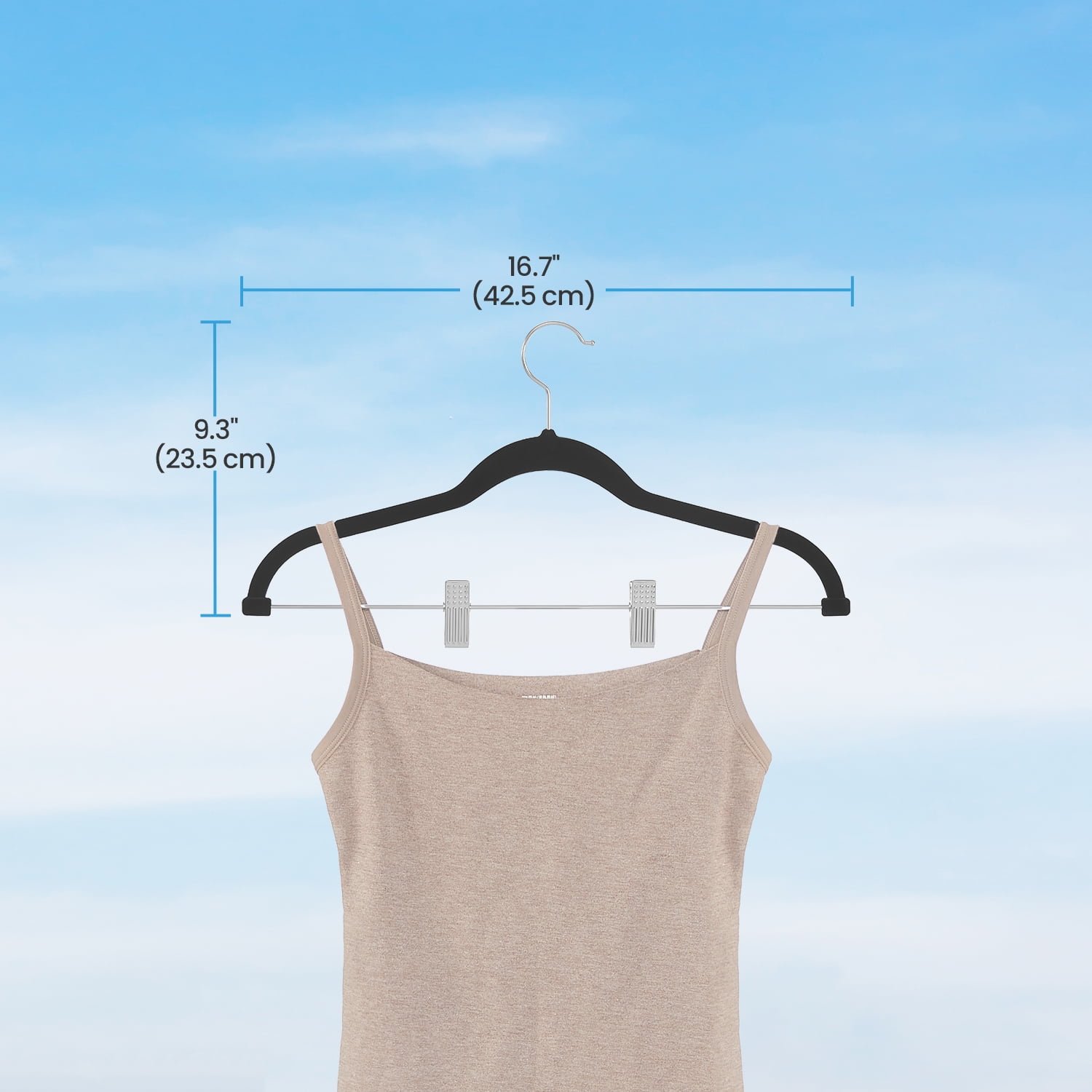 LEDREM 30-Pack Adjustable Velvet Hangers, Heavy-Duty Non-Slip Skirt Hangers, Pants Hangers with Movable Clips, Space-Saving for Dresses & Coats, Black