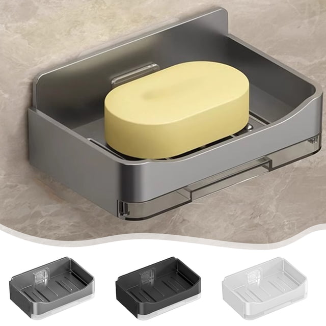 Xihbxyly Jabonera de Pared, Sistema de Drenaje para Secado Rápido, Diseño Antideslizante, Ahorra Espacio, Artículos Esenciales para El Baño, Material Abs Duradero, Tamaño 13,3 X 8,3 X 4,1 Cm