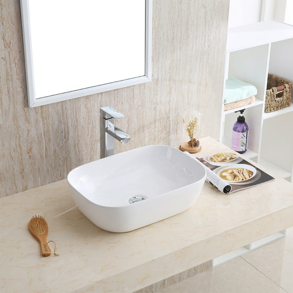 Karran Usa Vc-511 Valera 19-7/8" Rectangular Vitreous China Vessel Bathroom Sink - White