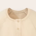 thumbnail image 5 of Ulanda Baby Boy Button Down Shirt Newborn Solid Color Long Sleeve Romper Bodysuit (Beige, 0-3 Months), 5 of 6