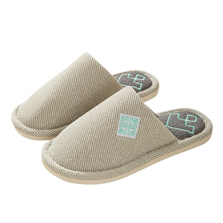 

Admvng Womens Slippers New Couple Home Four Seasons Linen Baotou Slippers Home Floor Cloth Absorbent Cotton Linen Slippers 36-44