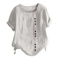 thumbnail image 1 of adviicd Chemises Mignonnes pour Femmes Chemise Rayée Manches Courtes Col Rond T-Shirt Basique Blanc,m, 1 of 5