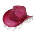 thumbnail image 1 of Hombro de vaquero occidental con el gorro de de diamante de imitación brillante para conciertos de playa Rojo, 1 of 8