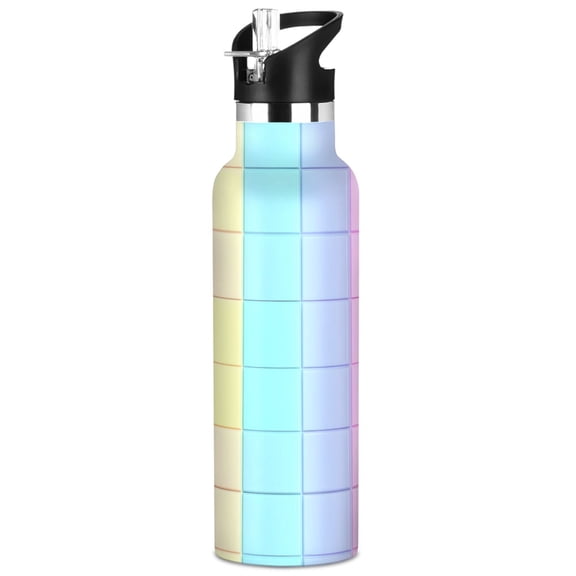 ALAZA Checkered Plaid-a6 Pattern Stainless Steel Water Bottle Vacuum Insulated Leak-Proof Tumbler with Straw Handle 20oz