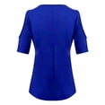 thumbnail image 4 of Blue Women's Short Sleeve T-shirt, Womens Summer Tops V Neck Short Sleeve Basic Plain Tee T Shirt,Women's Short sleeve T-shirt 5XL, 4 of 5