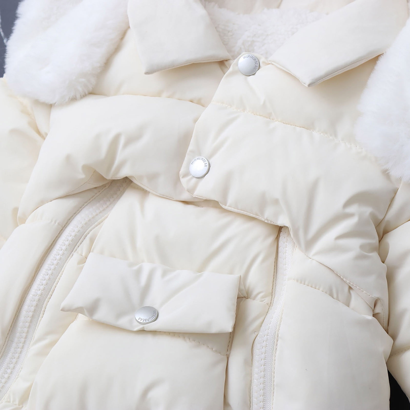 Winter Warm Bodysuit Solid Cute Bear Hooded Puffer Romper Boys Girls Snowsuit One Piece Jumpsuit
