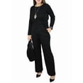 thumbnail image 2 of Women'S 2 Piece Outfits Suit Set Top Flared Pants Sets Business Pantsuits Black [In Stock] L, 2 of 7