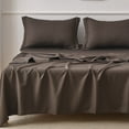 thumbnail image 4 of Jessy Home Bed Sheets Set 4 Piece Queen/Full Sheet Set Brown Gray Cotton Blend Fitted Sheet, Flat Sheet & 2 Pillowcases Bedding Set, 4 of 11
