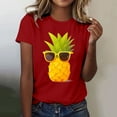 thumbnail image 2 of T-shirts Femmes Mode Respirant Imprimé Ananas T-Shirt Manches Courtes Haut Chemise Femmes Rouge S, 2 of 4