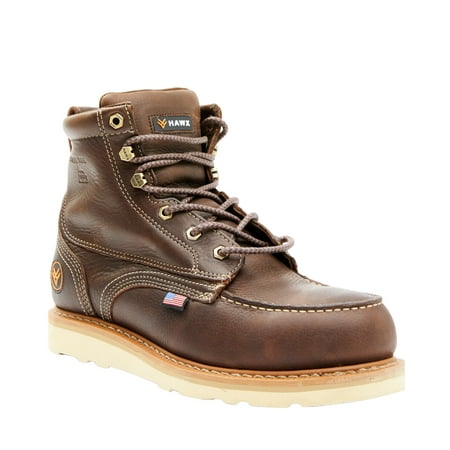 

Hawx Men s Usa Moc Wedge Value Work Boot Steel Toe Dark Brown 8.5 D(M) US