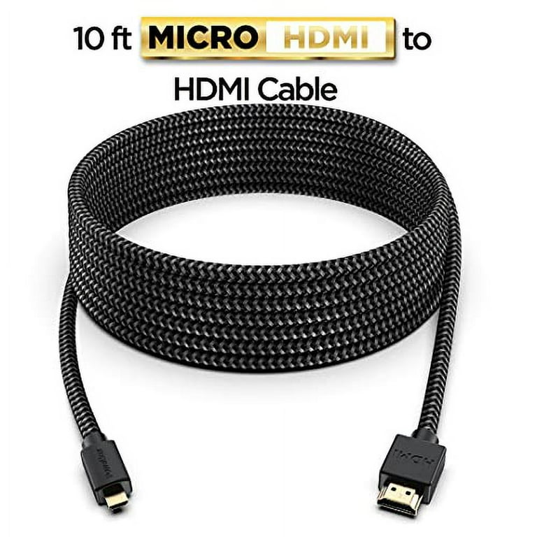 PowerBear Micro HDMI to HDMI Adapter Cable (10 feet) 4K 60Hz