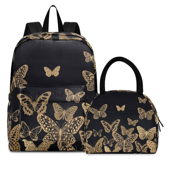 ALAZA Backpack Set Butterflies Elementary School Bags Student BookBag with Lunch Bag