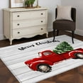 thumbnail image 5 of Red Truck Christmas Area Rug 4x6 Washable Rug Non Slip Xmas Tree Snowflake Grey Wooden Large Area Rug Indoor Floor Carpet for Entryway Bedroom Kitchen Living Room Home Office Dining Room Nursery, 5 of 8