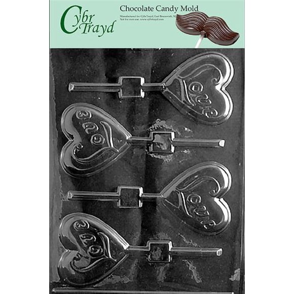 Cybrtrayd Love Heart Lolly Valentine Chocolate Candy Mold