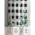thumbnail image 6 of Green Eucalyptus Leaves Sheer Curtains 63 Inch Length 2 Panels for Living Room, Summer Botanical Daisy Black Plaid Voile Kitchen Curtain Set, Luxury Privacy Drapes Window Treatment for Bedroom, 6 of 7