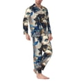 thumbnail image 2 of Naloa Exotic Blue Cat Men’s Pajamas Set - Long Sleeve Button Down Sleep Shirt and Pajama Bottoms Sleepwear Set-XX-Large, 2 of 7