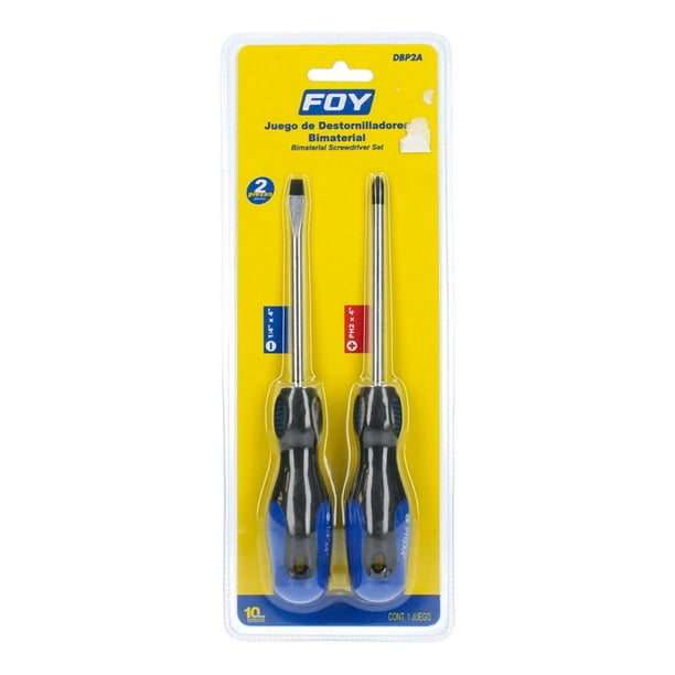 Juego 2 Destornilladores Bimaterial Antimpactos Trompo Foy SURTEK DBP2B