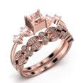 thumbnail image 3 of Anniversary Ring Minimalist 1.75 Carat Princess Cut Morganite And Diamond Moissanite Engagement Ring, Dainty Wedding Ring in 10k Solid Rose Gold, Gift For Her, Promise Ring, Trio Set, Matching Band, 3 of 4