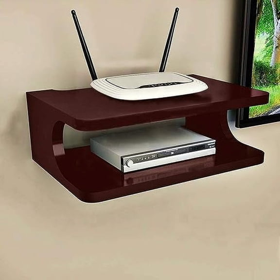 Zig Zag Wooden Floating Wall Tv Shelf Entertainment Centre Wall Mounted Component Shelf for Cable Boxes, Games Consoles, TV Accessories