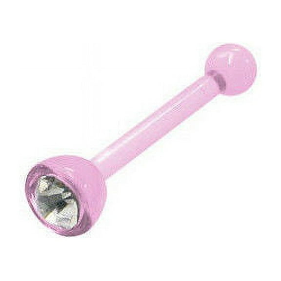 Pink Acrylic Nose Bone with Clear Cz Gem