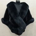 thumbnail image 3 of tasrioml Thickened Warm Solid Color Fluffy Cape Coat Women Winter Faux Mink Fox Fur Shawl, 3 of 8