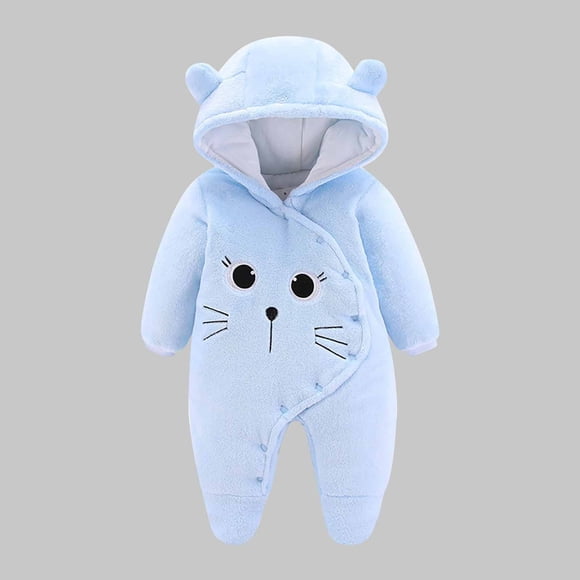 Cowsor Newborn Baby Bear Outfit Girls Boys Winter Fleece Clothes Hooded Romper Set