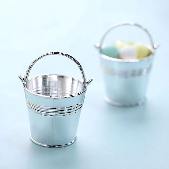 BalsaCircle 12 Silver Pail Bucket 2" Mini Planter Party Favor Candy Gift Holders Weeding