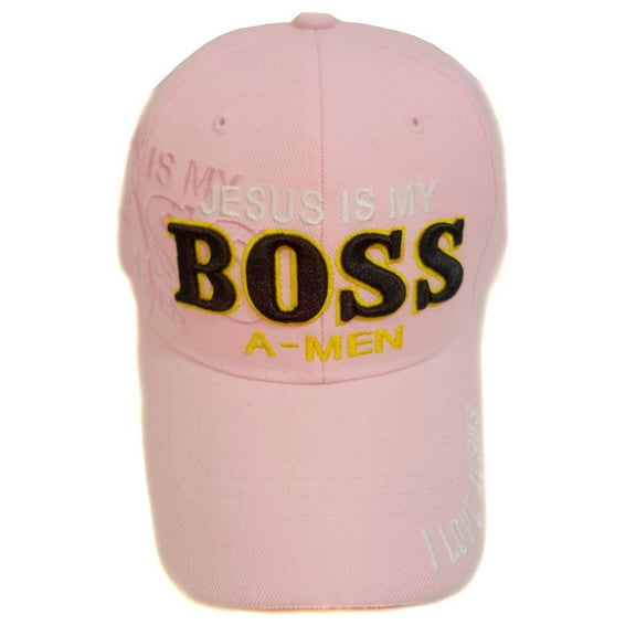 JESUS IS MY BOSS Christian Baseball Hat Cap (Pink)